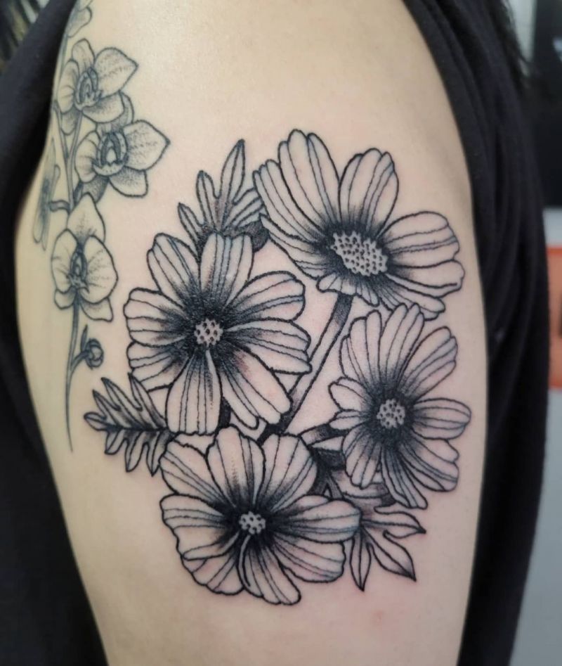 30 Pretty Cosmos Flower Tattoos For Your Inspiration