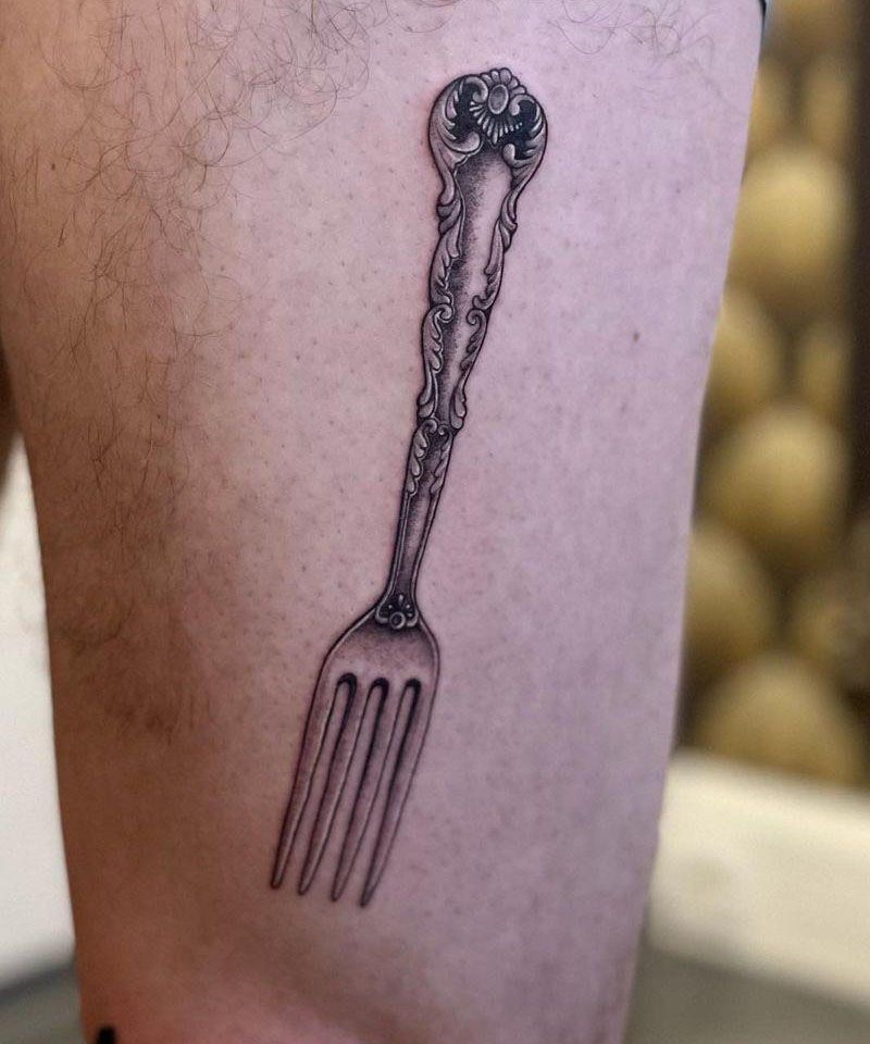 30 Pretty Fork Tattoos You Can't Help Trying