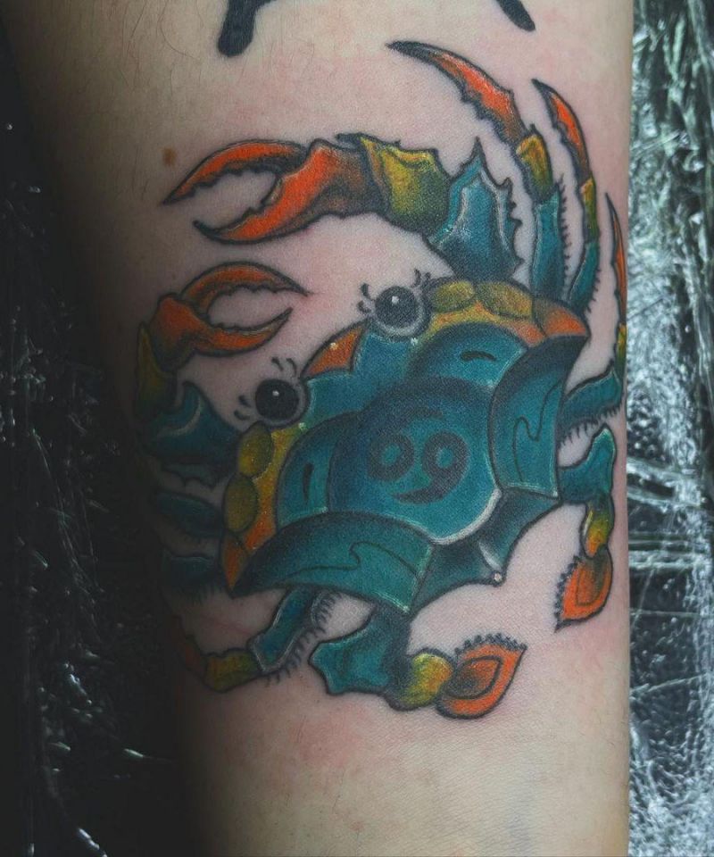 30 Pretty Blue Crab Tattoos You Must Love