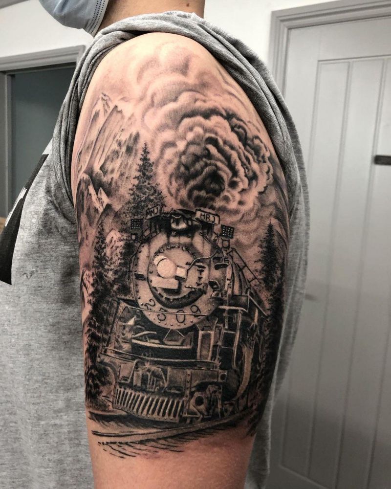 30 Unique Steam Engine Tattoos You Can Copy