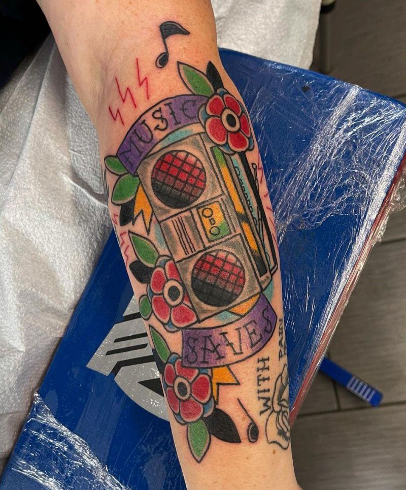 30 Pretty Boombox Tattoos You Can Copy