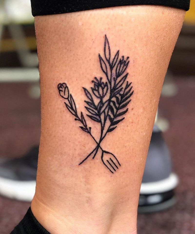 30 Pretty Fork Tattoos You Can't Help Trying