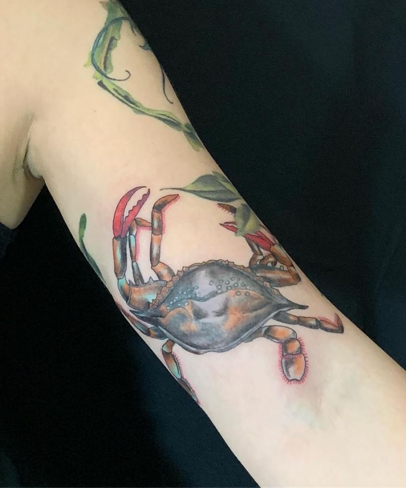 30 Pretty Blue Crab Tattoos You Must Love