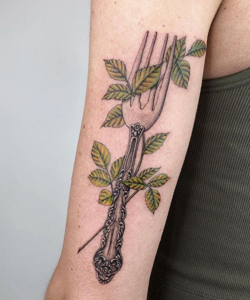 30 Pretty Fork Tattoos You Can't Help Trying