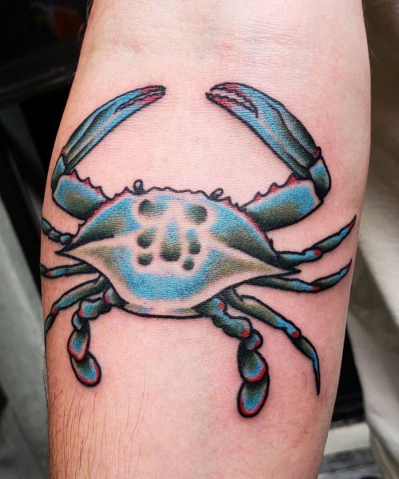 30 Pretty Blue Crab Tattoos You Must Love