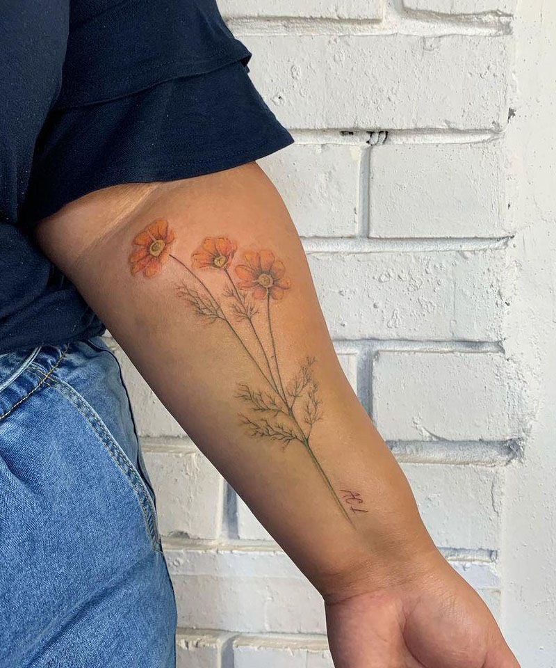 30 Pretty Cosmos Flower Tattoos For Your Inspiration