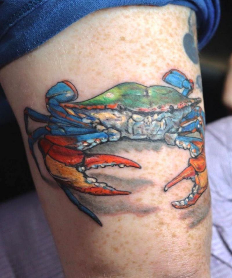 30 Pretty Blue Crab Tattoos You Must Love