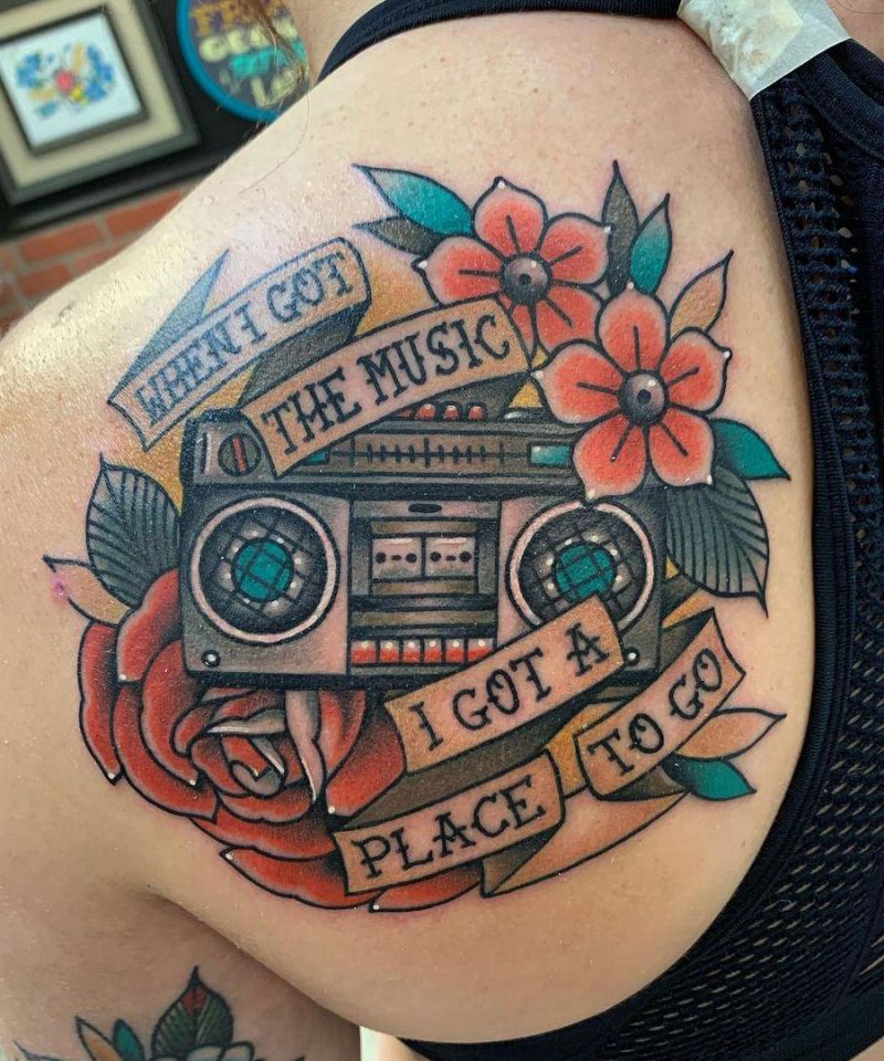 30 Pretty Boombox Tattoos You Can Copy