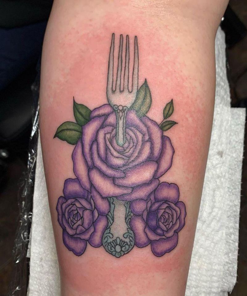 30 Pretty Fork Tattoos You Can't Help Trying