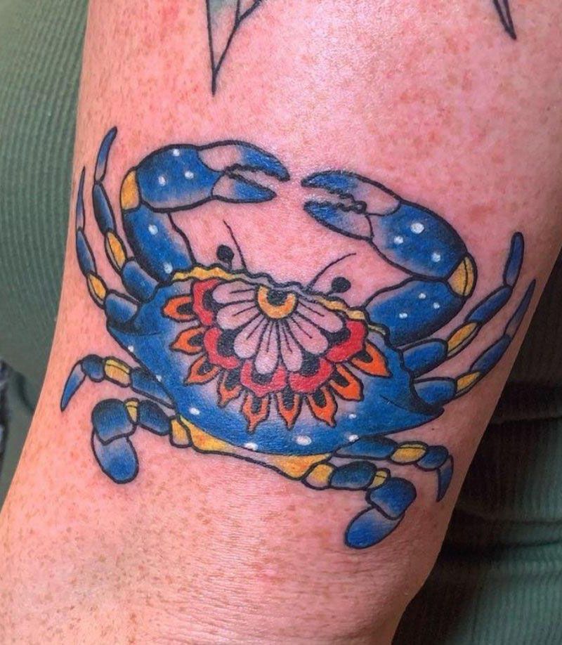 30 Pretty Blue Crab Tattoos You Must Love