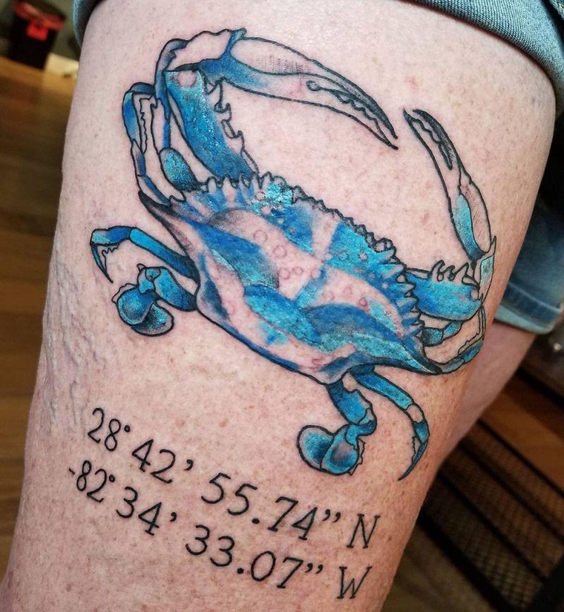 30 Pretty Blue Crab Tattoos You Must Love