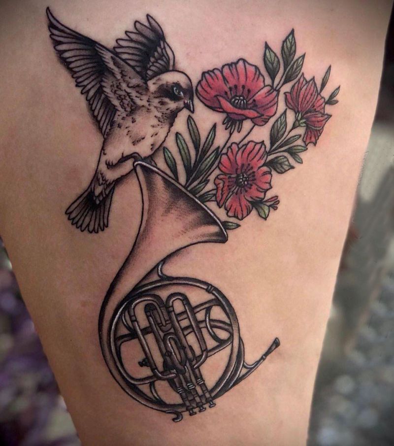 30 Pretty French Horn Tattoos You Can Copy