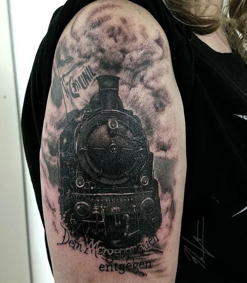 30 Unique Steam Engine Tattoos You Can Copy