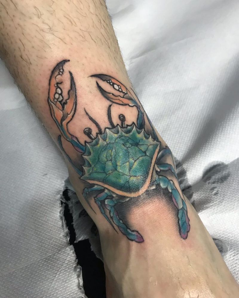 30 Pretty Blue Crab Tattoos You Must Love