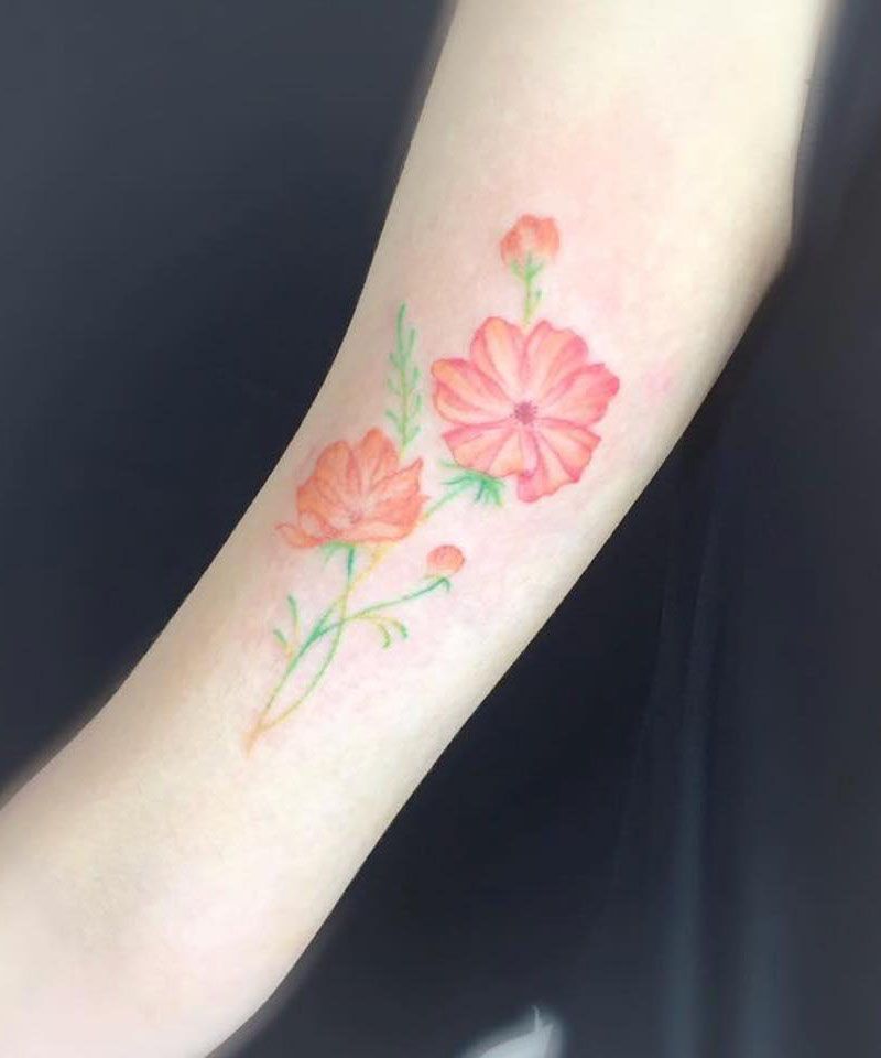 30 Pretty Cosmos Flower Tattoos For Your Inspiration