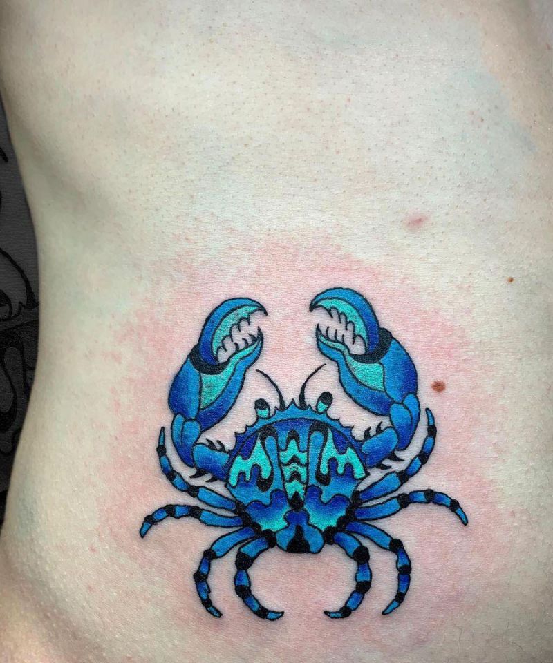 30 Pretty Blue Crab Tattoos You Must Love