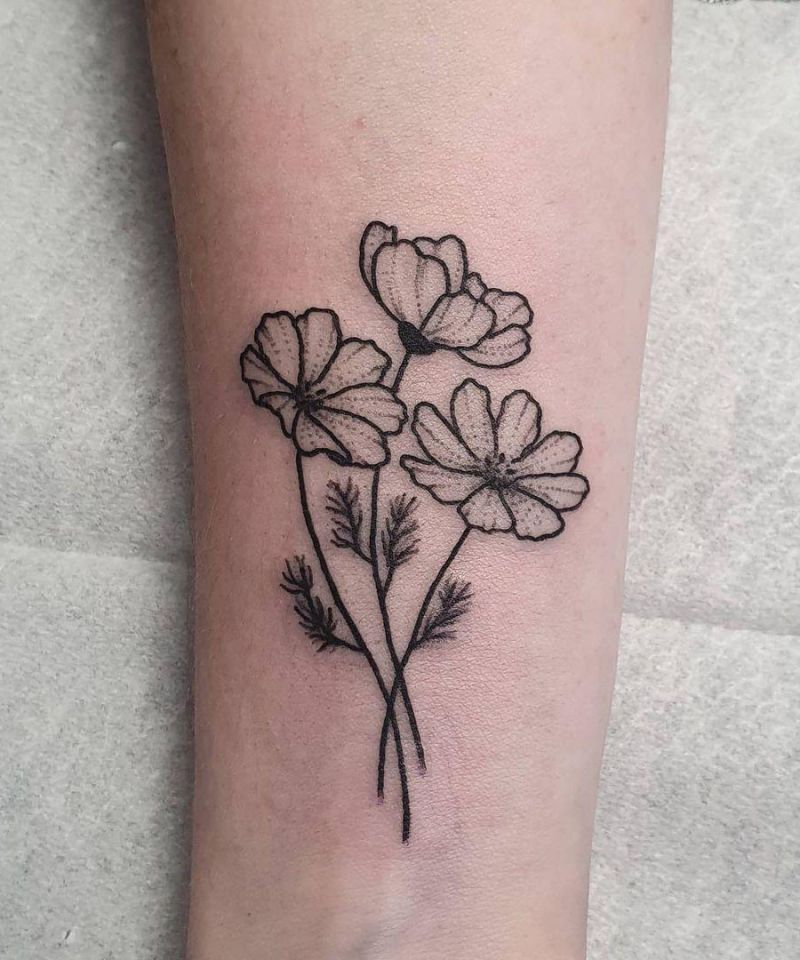 30 Pretty Cosmos Flower Tattoos For Your Inspiration