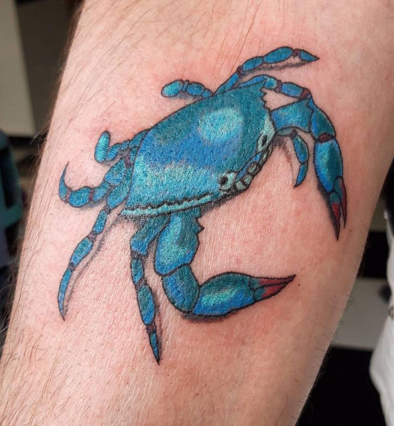 30 Pretty Blue Crab Tattoos You Must Love