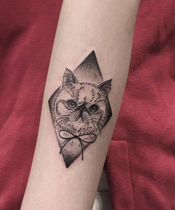 30 Cute Persian Cat Tattoos You Will Love