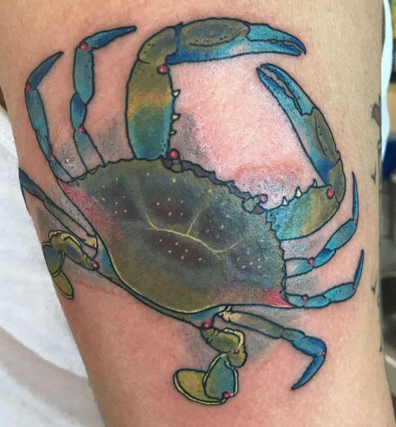 30 Pretty Blue Crab Tattoos You Must Love