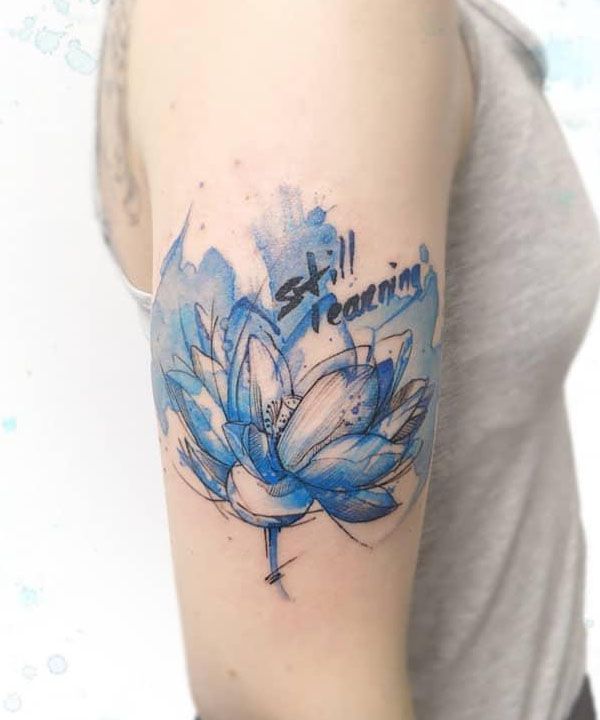 10+ Pretty Blue Lotus Tattoos Make You Beautiful