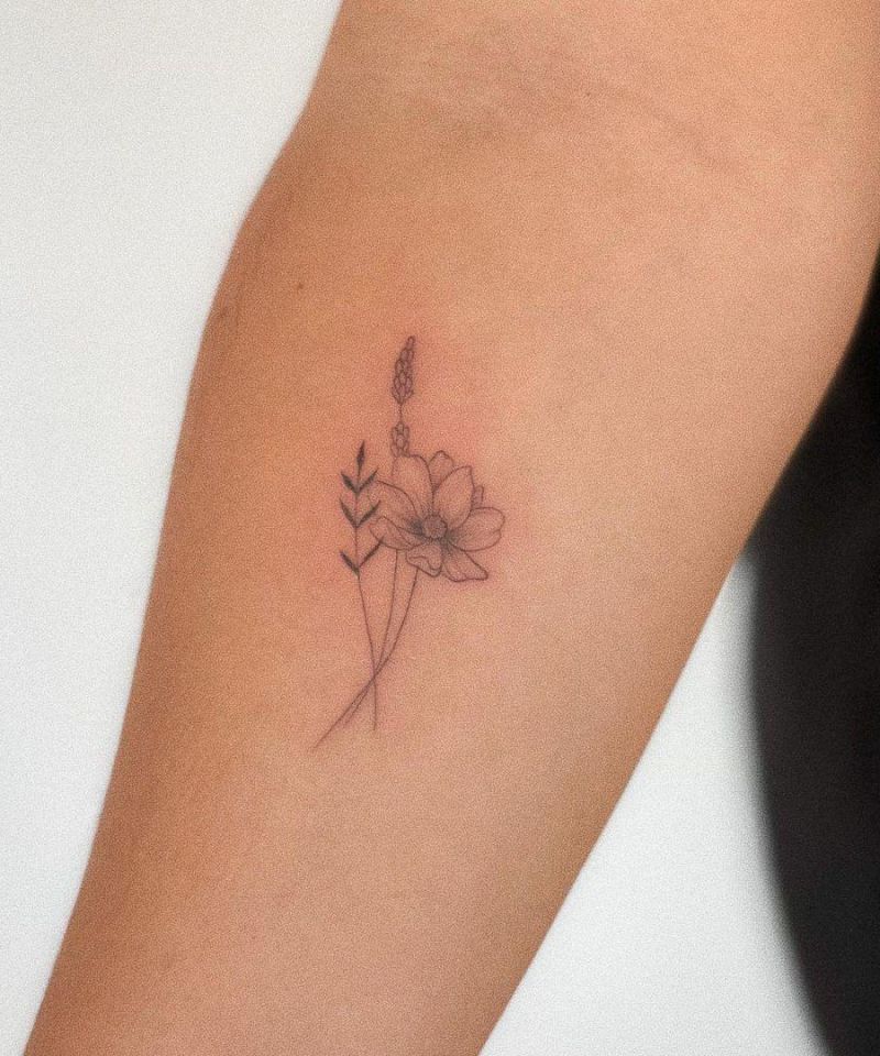 30 Pretty Cosmos Flower Tattoos For Your Inspiration