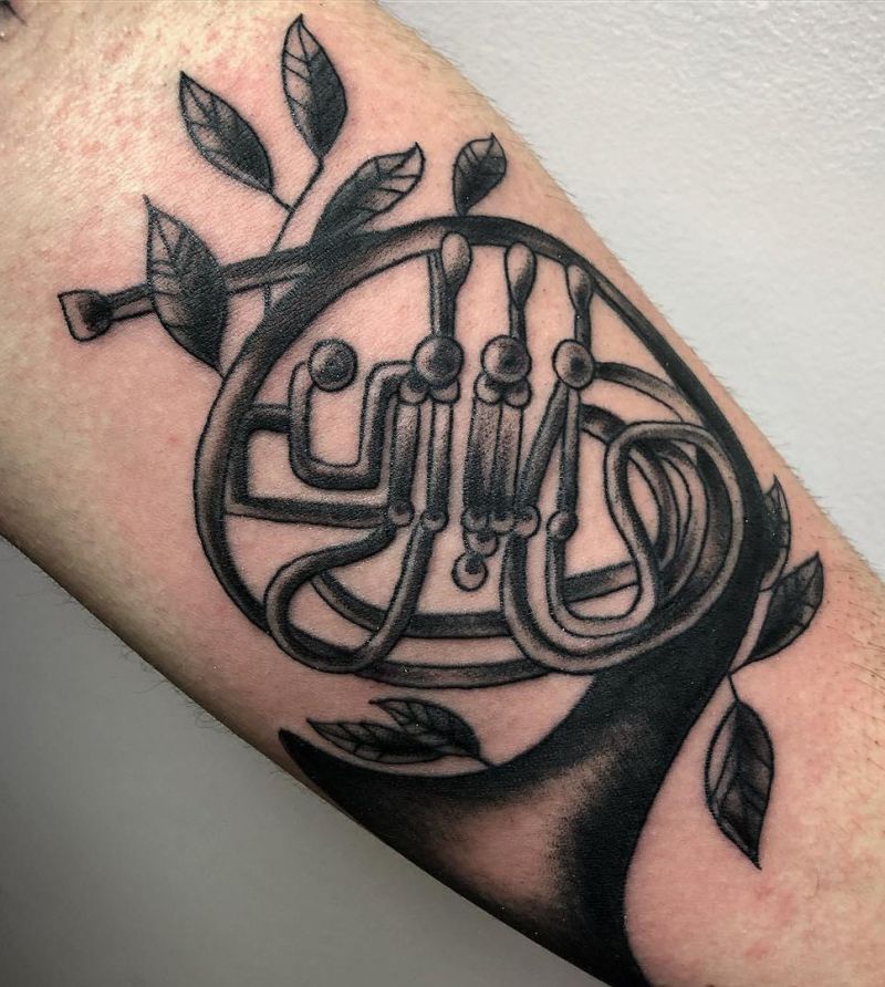 30 Pretty French Horn Tattoos You Can Copy