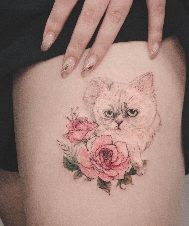 30 Cute Persian Cat Tattoos You Will Love