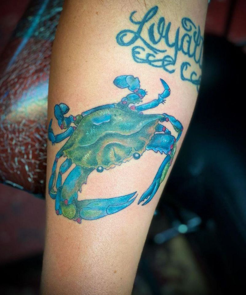 30 Pretty Blue Crab Tattoos You Must Love