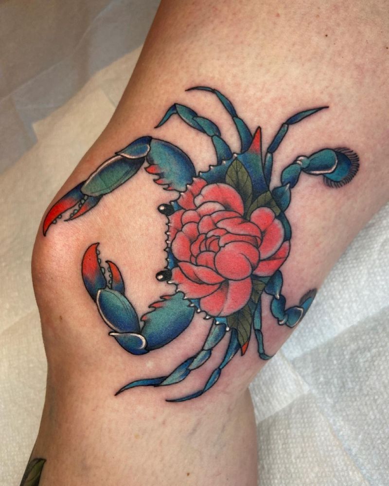 30 Pretty Blue Crab Tattoos You Must Love