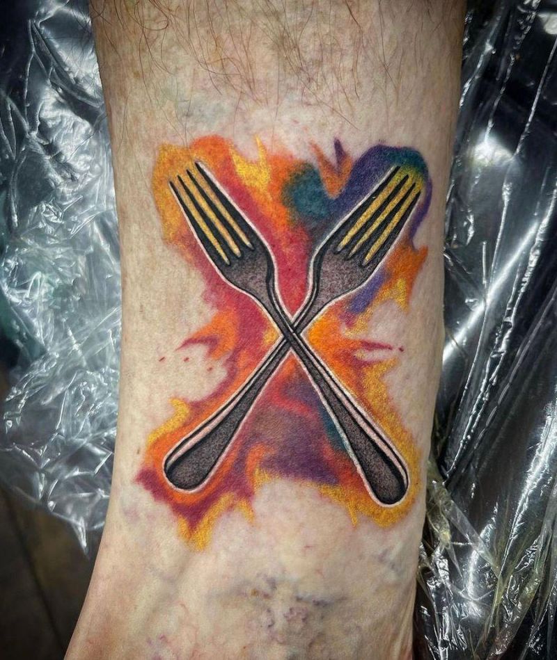 30 Pretty Fork Tattoos You Can't Help Trying