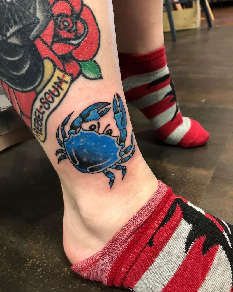 30 Pretty Blue Crab Tattoos You Must Love