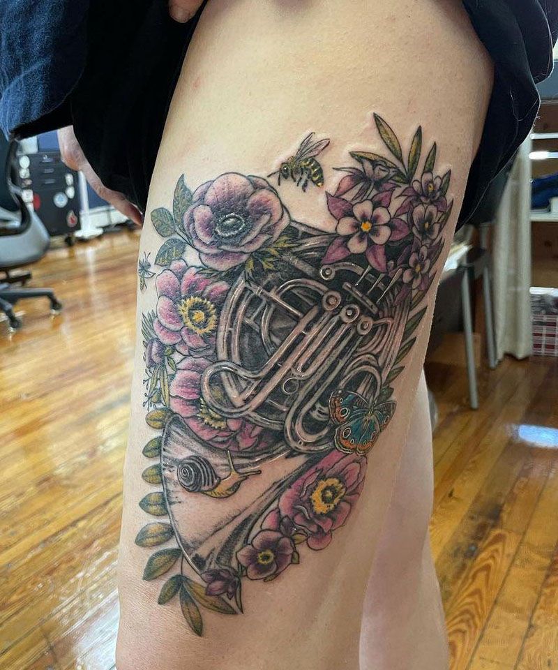 30 Pretty French Horn Tattoos You Can Copy