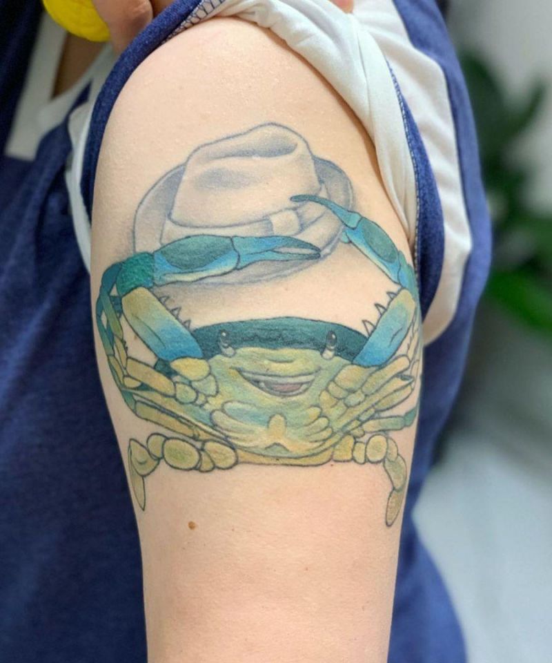 30 Pretty Blue Crab Tattoos You Must Love