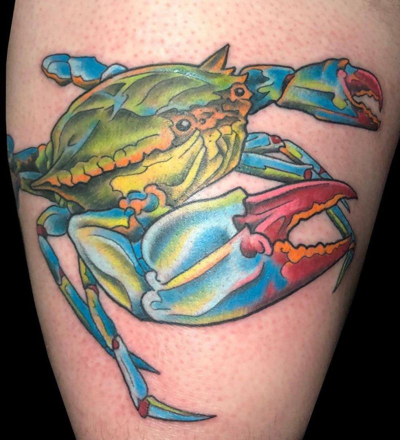 30 Pretty Blue Crab Tattoos You Must Love