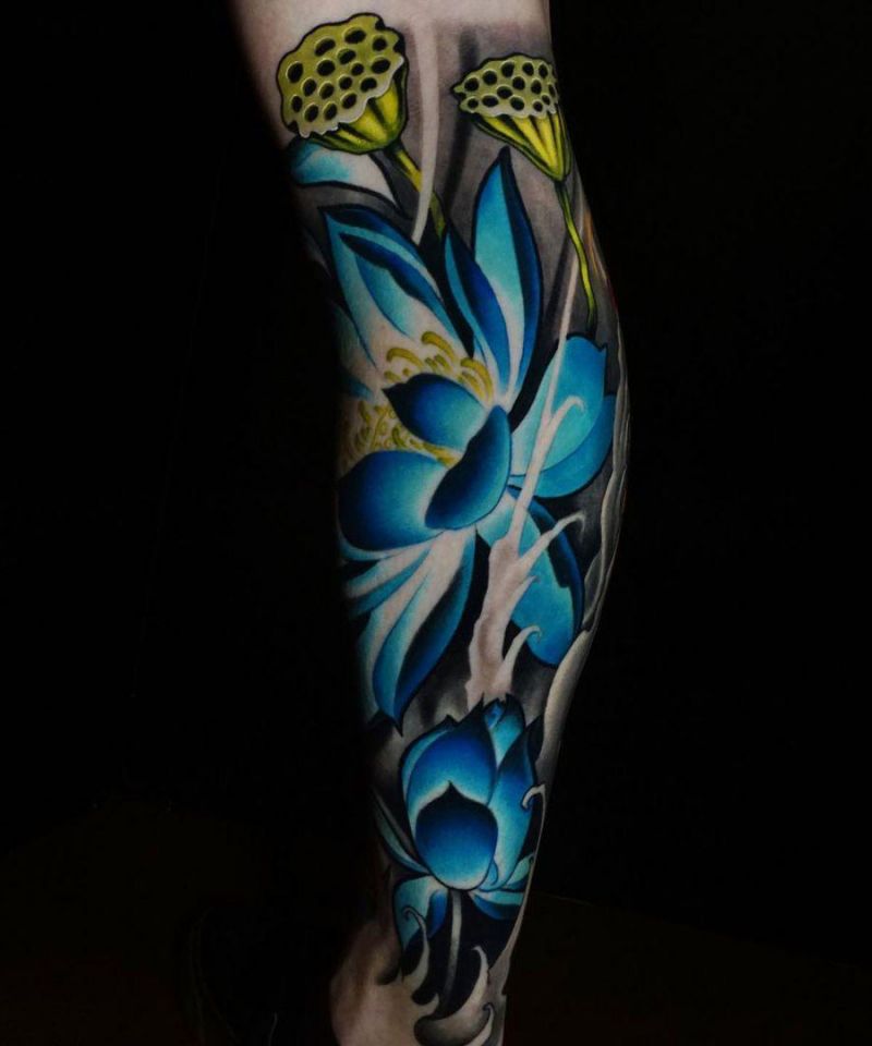 10+ Pretty Blue Lotus Tattoos Make You Beautiful