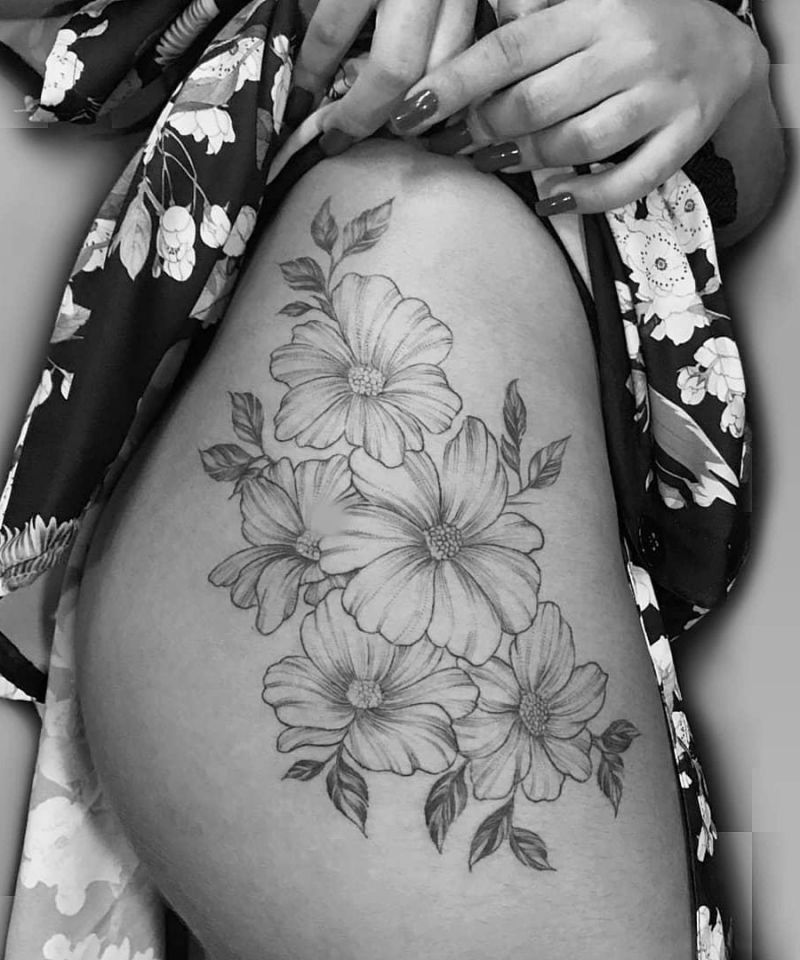 30 Pretty Cosmos Flower Tattoos For Your Inspiration