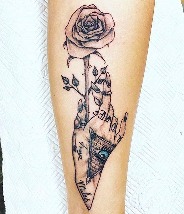 30 Unique Hand Holding Rose Tattoos You Must Love