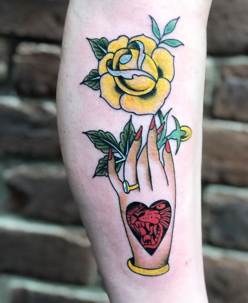 30 Unique Hand Holding Rose Tattoos You Must Love