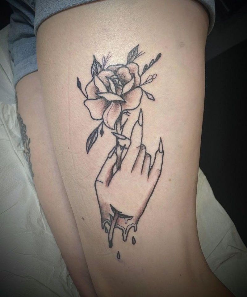 30 Unique Hand Holding Rose Tattoos You Must Love