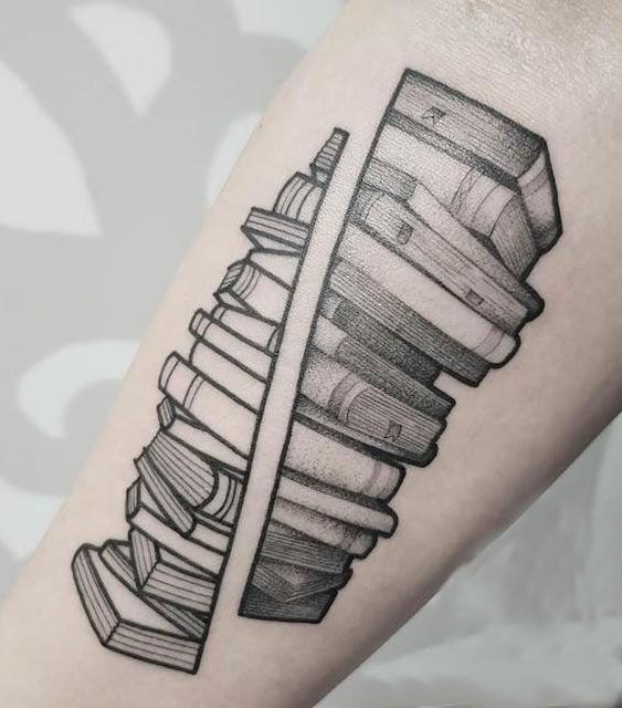 16 Unique Bookshelf Tattoos Give You Inspiration