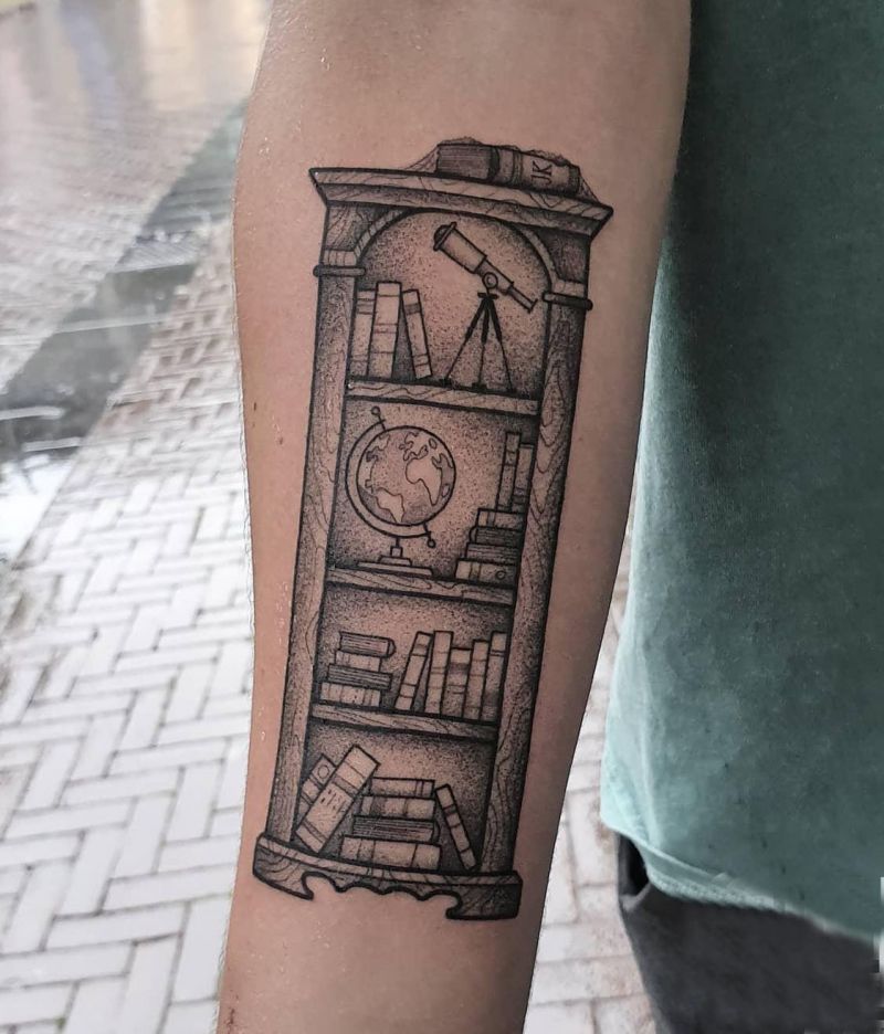 16 Unique Bookshelf Tattoos Give You Inspiration