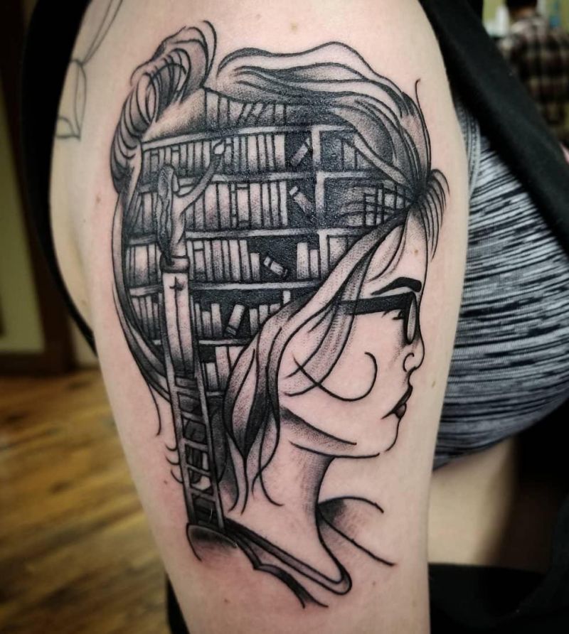 16 Unique Bookshelf Tattoos Give You Inspiration