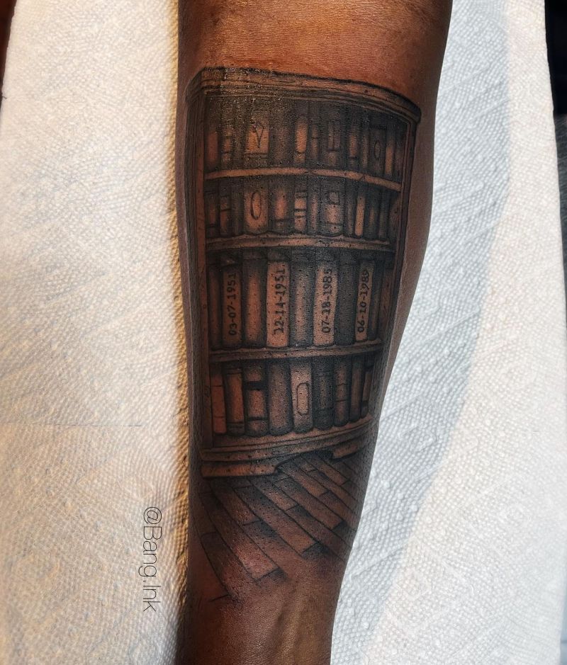 16 Unique Bookshelf Tattoos Give You Inspiration