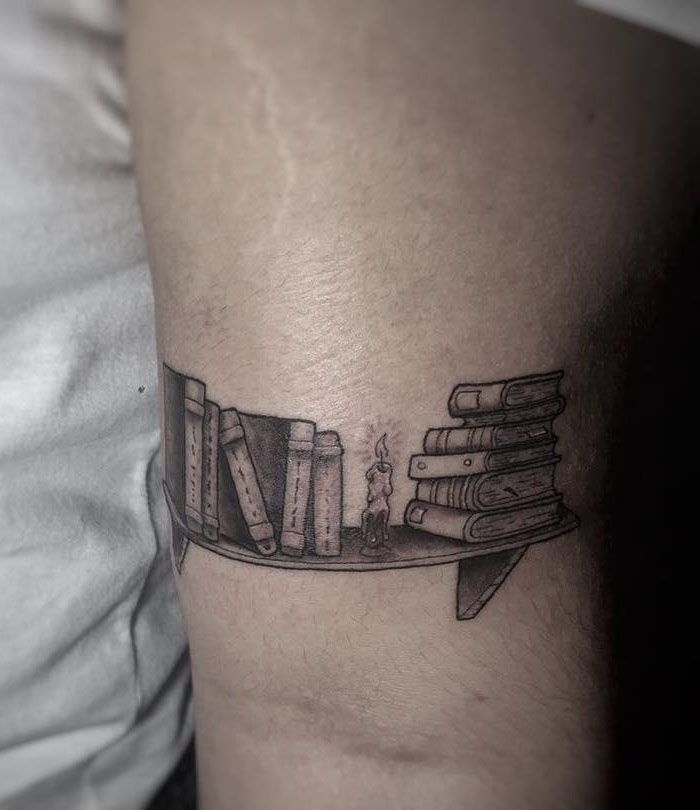 16 Unique Bookshelf Tattoos Give You Inspiration