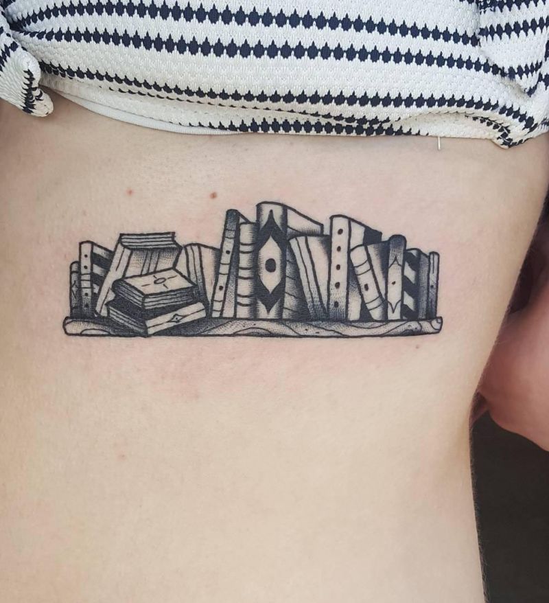 16 Unique Bookshelf Tattoos Give You Inspiration