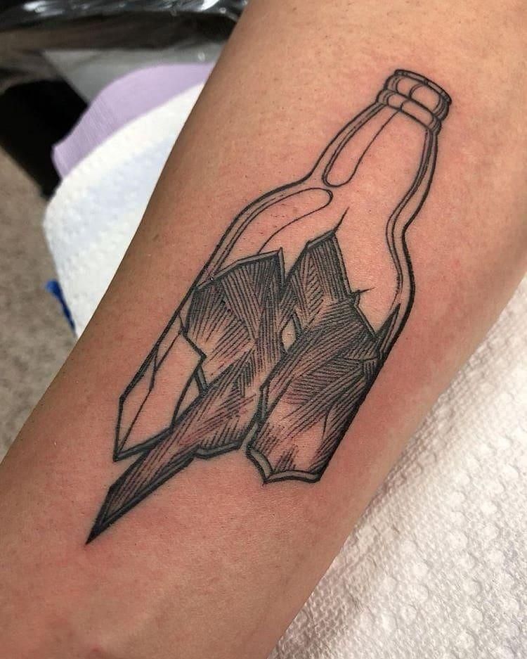 30 Unique Broken Bottle Tattoos to Give You Inspiration