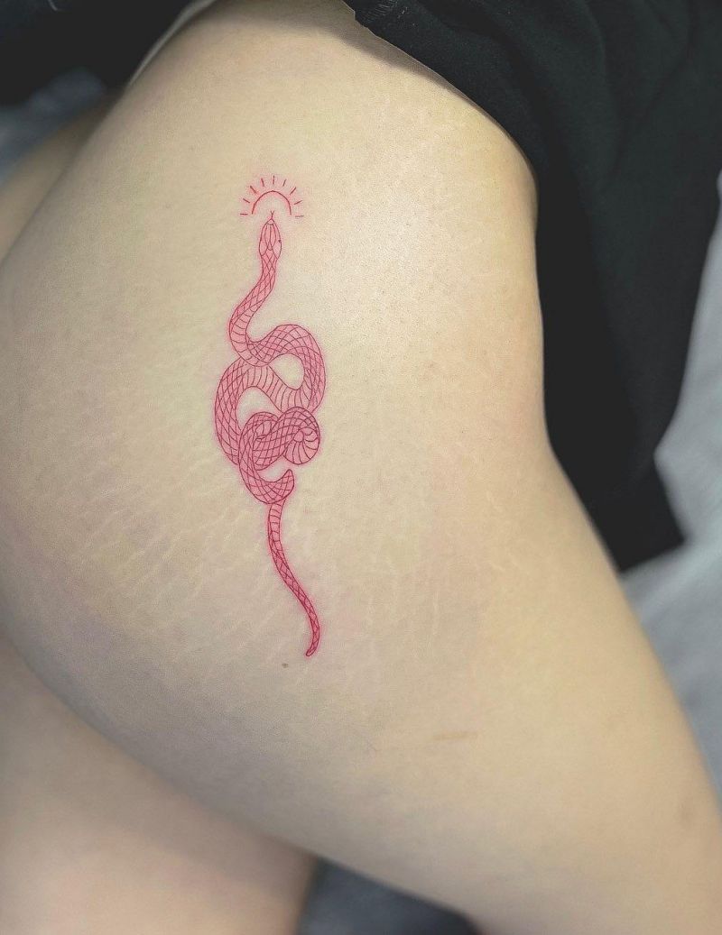 30 Unique Red Snake Tattoos You Must Try