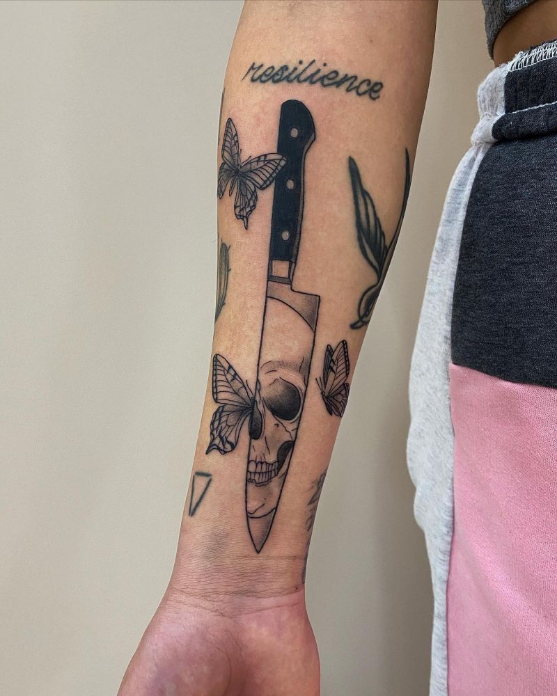 30 Unique Chef Knife Tattoos You Must Love