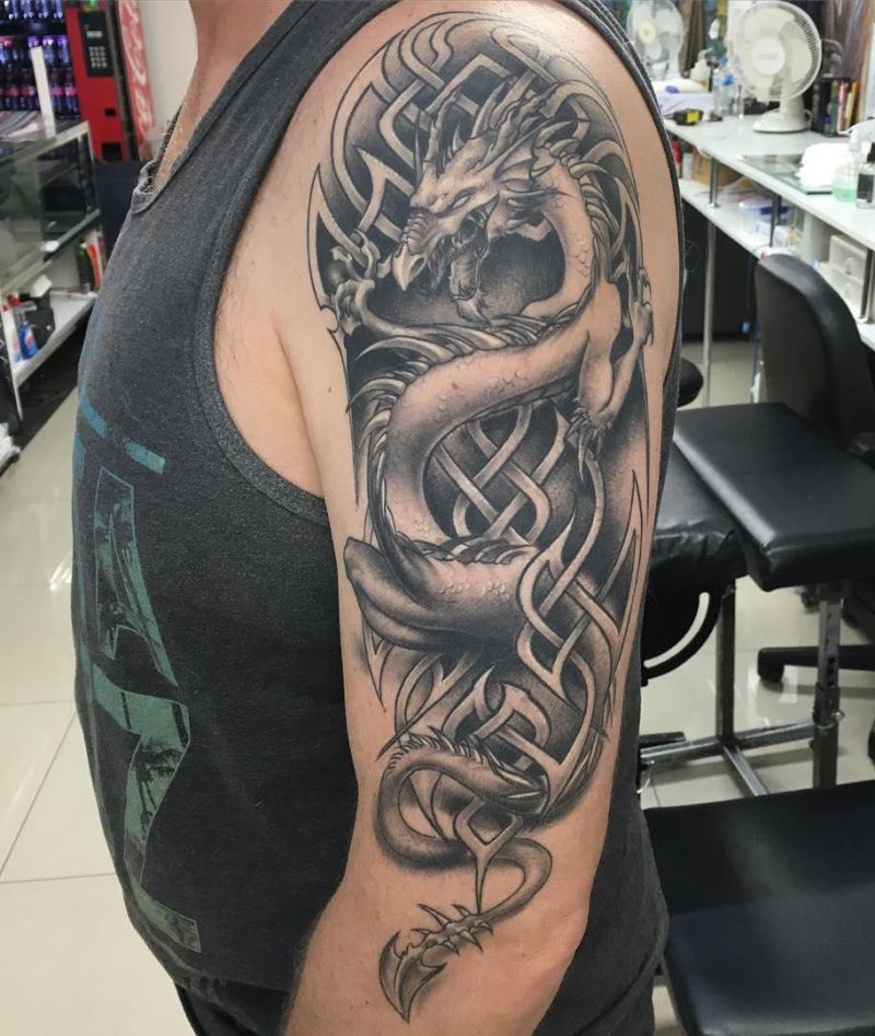 30 Unique Celtic Dragon Tattoos For Your Inspiration